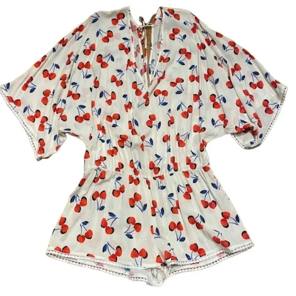 Kate Spade New York Women's Medium Cherry Toss Romper Coverup - Picture 1 of 6